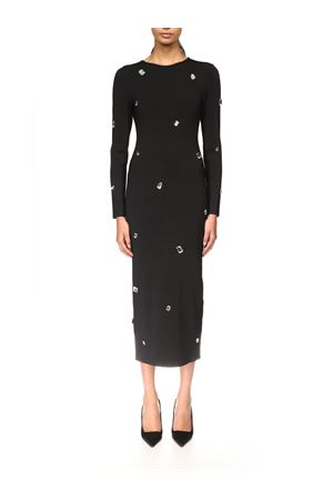 Allover Crystal Embroidered Midi Knit Dress DAVID KOMA | PF25DKKN03DBLACKSILVER